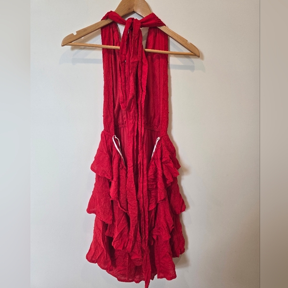 Lulus All About Bliss red Swiss dot tiered mini dress, size M, NWT - Picture 7 of 9